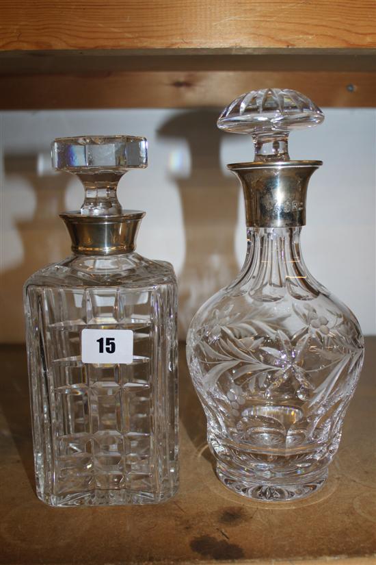 Two silver mounted decanters